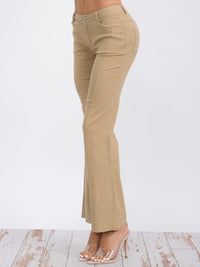 WOMEN'S BUTTON CLOSURE POCKETS BELL LEG PANTS