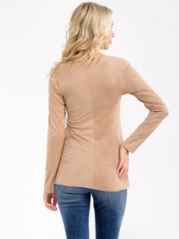 WOMEN'S LONG SLEEVE FRONT ZIPPER DETAILED TOP