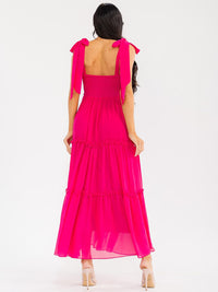 WOMEN'S SLEEVELESS SMOCK BACK TIERED MAXI DRESS
