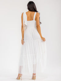 WOMEN'S SLEEVELESS SMOCK BACK TIERED MAXI DRESS
