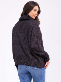 WOMEN'S LONG SLEEVE TURTLE NECK KNIT PULLOVER SWEATER