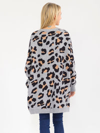 WOMEN'S LONG SLEEVE OPEN FRONT ANIMAL PRINT CARDIGAN