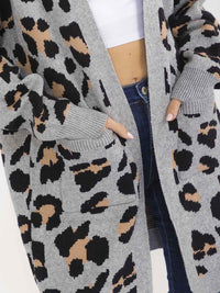 WOMEN'S LONG SLEEVE OPEN FRONT ANIMAL PRINT CARDIGAN
