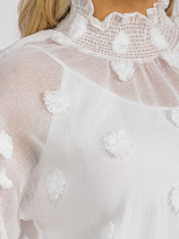 PLUS SIZE LONG SLEEVE TURTLE NECK SWISS DETAILED BLOUSE