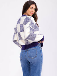 WOMEN'S LONG SLEEVE COLORBLOCK KNIT PULLOVER SWEATER