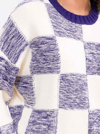 WOMEN'S LONG SLEEVE COLORBLOCK KNIT PULLOVER SWEATER