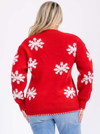 PLUS SIZE LONG SLEEVE GRAPHIC COLORBLOCK PULLOVER SWEATER