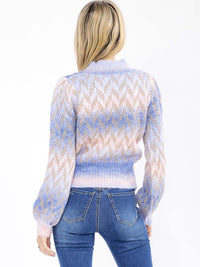 WOMEN'S LONG SLEEVE MOCK NECK KNIT SHIMMER PULLOVER SWEATER