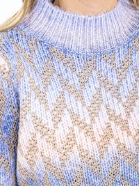 WOMEN'S LONG SLEEVE MOCK NECK KNIT SHIMMER PULLOVER SWEATER