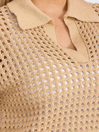PLUS SIZE SHORT SLEEVE V-NECK KNIT BLOUSE