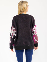 WOMEN'S LONG SLEEVE BUTTON CLOSURE MULTI PRINT CARDIGAN