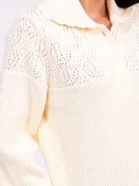 WOMEN'S LONG SLEEVE BUTTON UP KNIT PULLOVER SWEATER