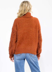 WOMEN'S LONG SLEEVE TURTLE NECK KNIT PULLOVER SWEATER
