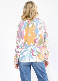 WOMEN'S LONG SLEEVE KNIT FLORAL TOP