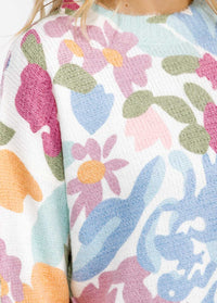 WOMEN'S LONG SLEEVE KNIT FLORAL TOP