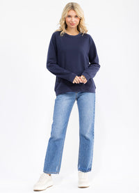 WOMEN'S LONG SLEEVE SOLID BASIC PULLOVER SWEATER