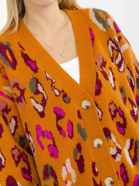 WOMEN'S LONG SLEEVE BUTTON CLOSURE ANIMAL PRINT CARDIGAN
