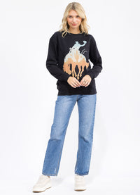 WOMEN'S LONG SLEEVE GRAPHIC PULLOVER SWEATER