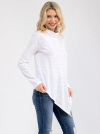 WOMEN'S LONG SLEEVE TURTLE NECK HIGH-LOW TOP