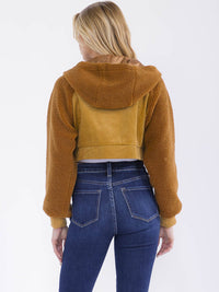 WOMEN'S LONG SLEEVE ZIPPER CLOSURE FRONT POCKETS HOODED CONTRAST JACKET