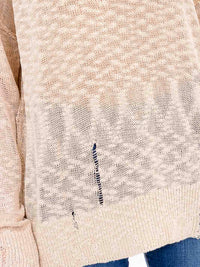 WOMEN'S LONG SLEEVE DISTRESS KNITTED TOP