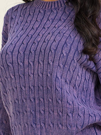 WOMEN'S LONG SLEEVE CABLE KNIT PULLOVER SWEATER