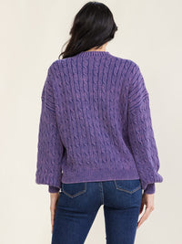 WOMEN'S LONG SLEEVE CABLE KNIT PULLOVER SWEATER