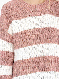 WOMEN'S LONG SLEEVE KNIT COLORBLOCK PULLOVER SWEATER