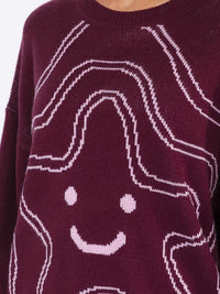 WOMEN'S LONG SLEEVE GRAPHIC PULLOVER SWEATER