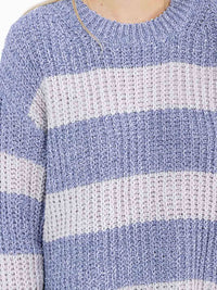 WOMEN'S LONG SLEEVE KNIT COLORBLOCK PULLOVER SWEATER