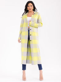 WOMEN'S LONG SLEEVE BUTTON CLOSURE FRONT POCKETS COLORBLOCK CARDIGAN