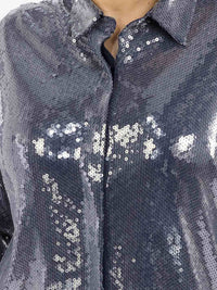 WOMEN'S LONG SLEEVE BLOUSE & WIDE LEG PANTS SEQUINS 2PC. SET