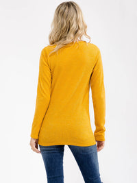 WOMEN'S LONG SLEEVE SOLID COLLAR DETAILED TOP