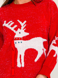 WOMEN'S LONG SLEEVE HOLIDAY PRINT PULLOVER SWEATER
