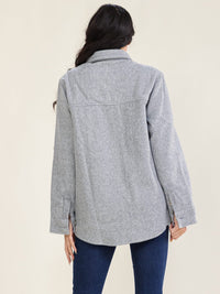 WOMEN'S LONG SLEEVE BUTTON UP FRONT POCKETS JACKET