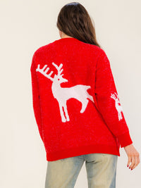 WOMEN'S LONG SLEEVE HOLIDAY PRINT PULLOVER SWEATER