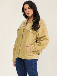 WOMEN'S LONG SLEEVE BUTTON UP FRONT POCKET DENIM JACKET