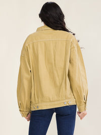 WOMEN'S LONG SLEEVE BUTTON UP FRONT POCKET DENIM JACKET
