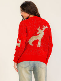 WOMEN'S LONG SLEEVE HOLIDAY GRAPHIC SHIMMER PULLOVER SWEATER