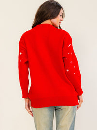 WOMEN'S LONG SLEEVE HOLIDAY PRINT PULLOVER SWEATER