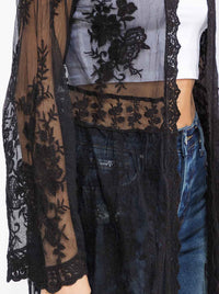 WOMEN'S LONG SLEEVE OPEN FRONT ALL OVER LACE KIMONO