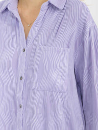 WOMEN'S LONG SLEEVE BUTTON UP FRONT POCKETS DETAILED BLOUSE