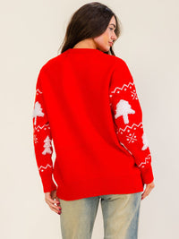 WOMEN'S LONG SLEEVE HOLIDAY PRINT PULLOVER SWEATER