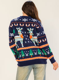 WOMEN'S LONG SLEEVE HOLIDAY PRINT PULLOVER SWEATER