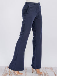 WOMEN'S BUTTON CLOSURE POCKETS BELL LEG PANTS