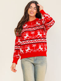 WOMEN'S LONG SLEEVE HOLIDAY GRAPHIC PULLOVER SWEATER