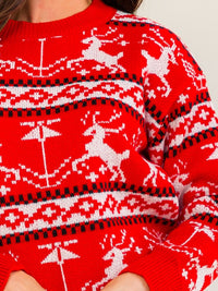 WOMEN'S LONG SLEEVE HOLIDAY GRAPHIC PULLOVER SWEATER