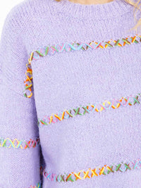 WOMEN'S LONG SLEEVE KNIT DETAILED PULLOVER SWEATER