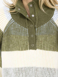 WOMEN'S LONG SLEEVE TURTLE NECK KNIT COLORBLOCK PULLOVER SWEATER