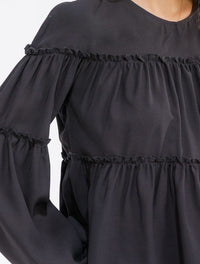WOMEN'S LONG SLEEVE TIERED TUNIC BLOUSE